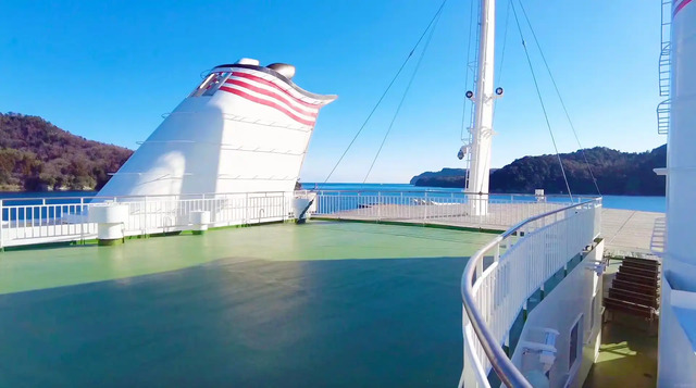 隠岐汽船フェリーおき船の展望デッキ