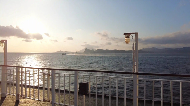 Passing by the Tanegashima-Yakushima high-speed ferry Toppy alongside Orita Kisen Ferry Yakushima 2