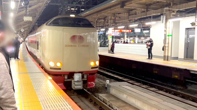 東京駅にやって来た寝台特急サンライズ瀬戸・出雲号
