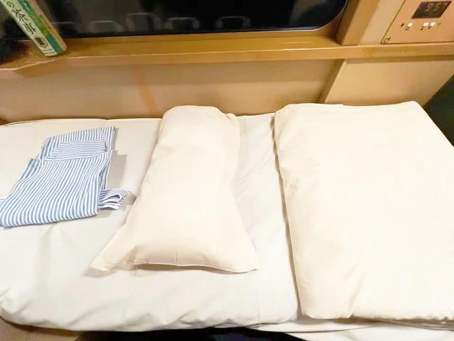 寝台特急サンライズ出雲号のB寝台ソロ個室の寝具