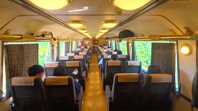 Rear view of seats inside Yufuin no Mori