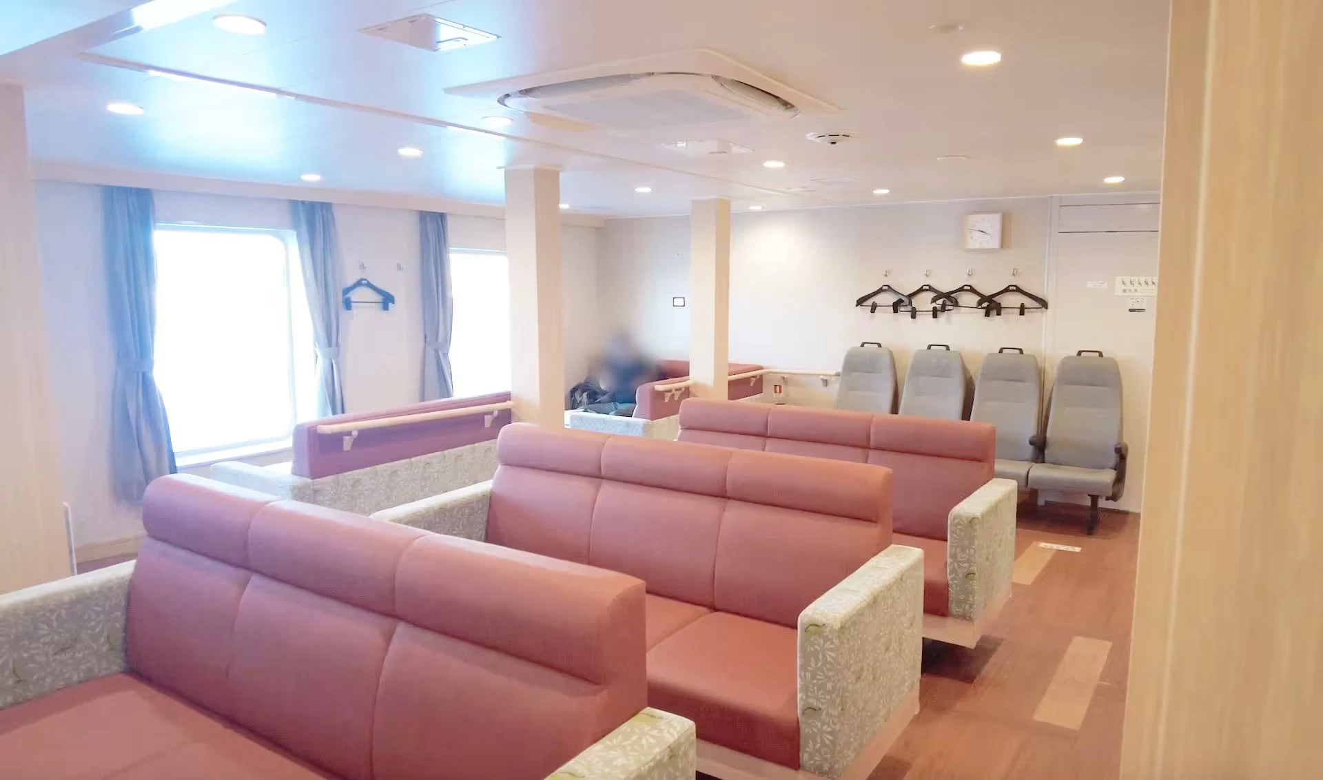 Lounge space on board the Kyushu Yusen Umiterashi