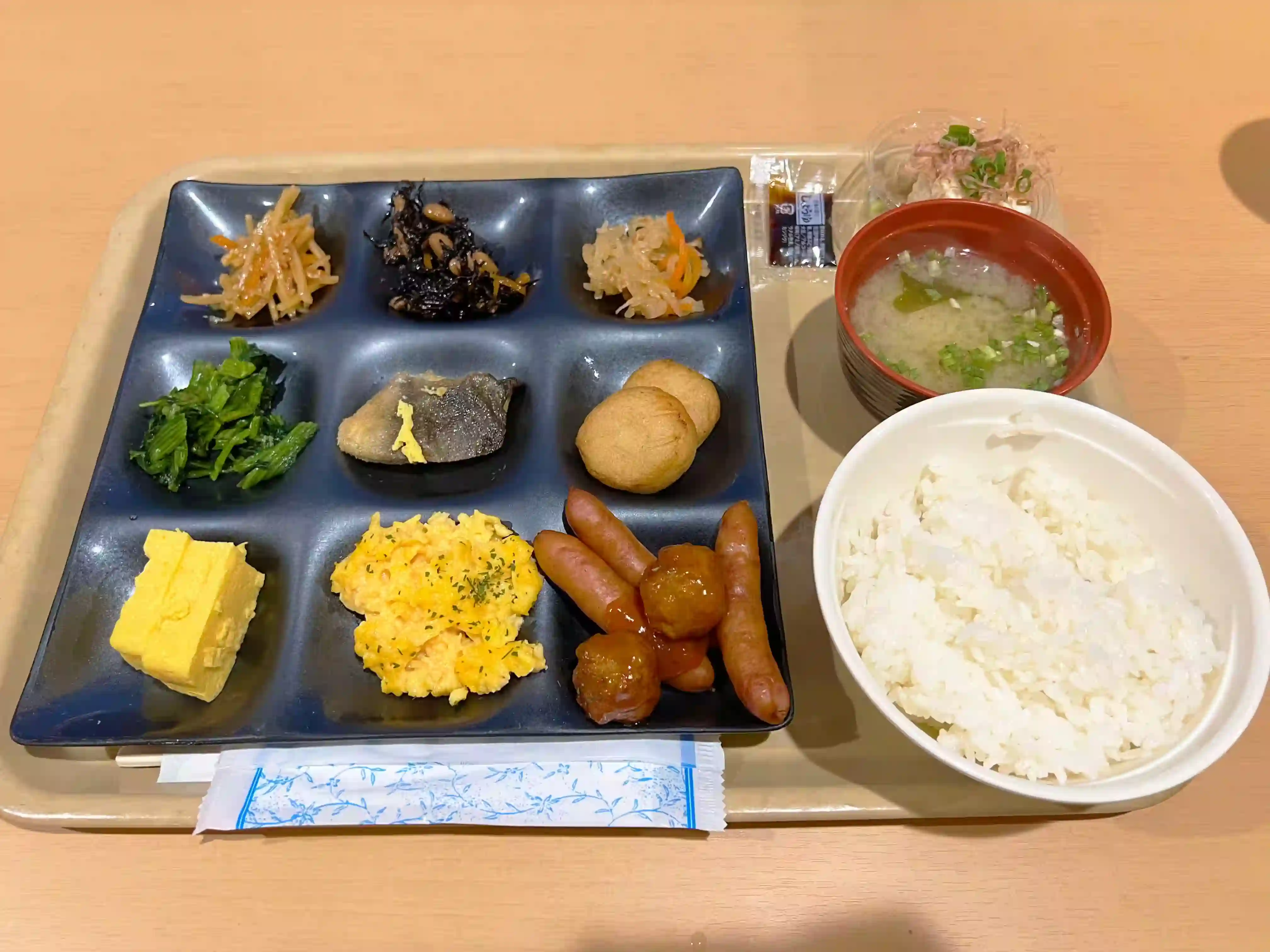 Plate of Breakfast Dishes on Meimon Taiyo Ferry Kyoto