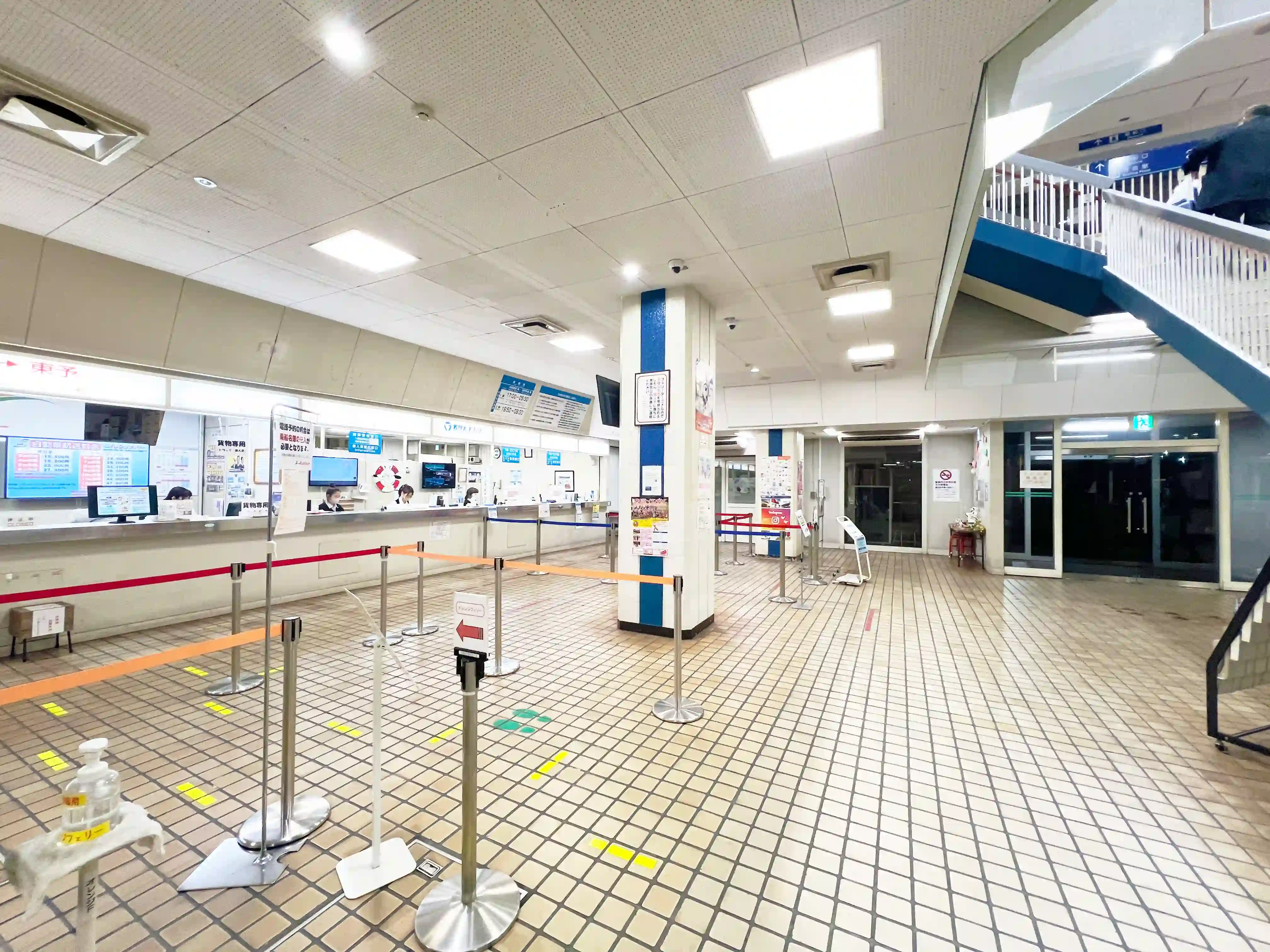 ticket counter on the first floor of Osaka Nanko Ferry Terminal