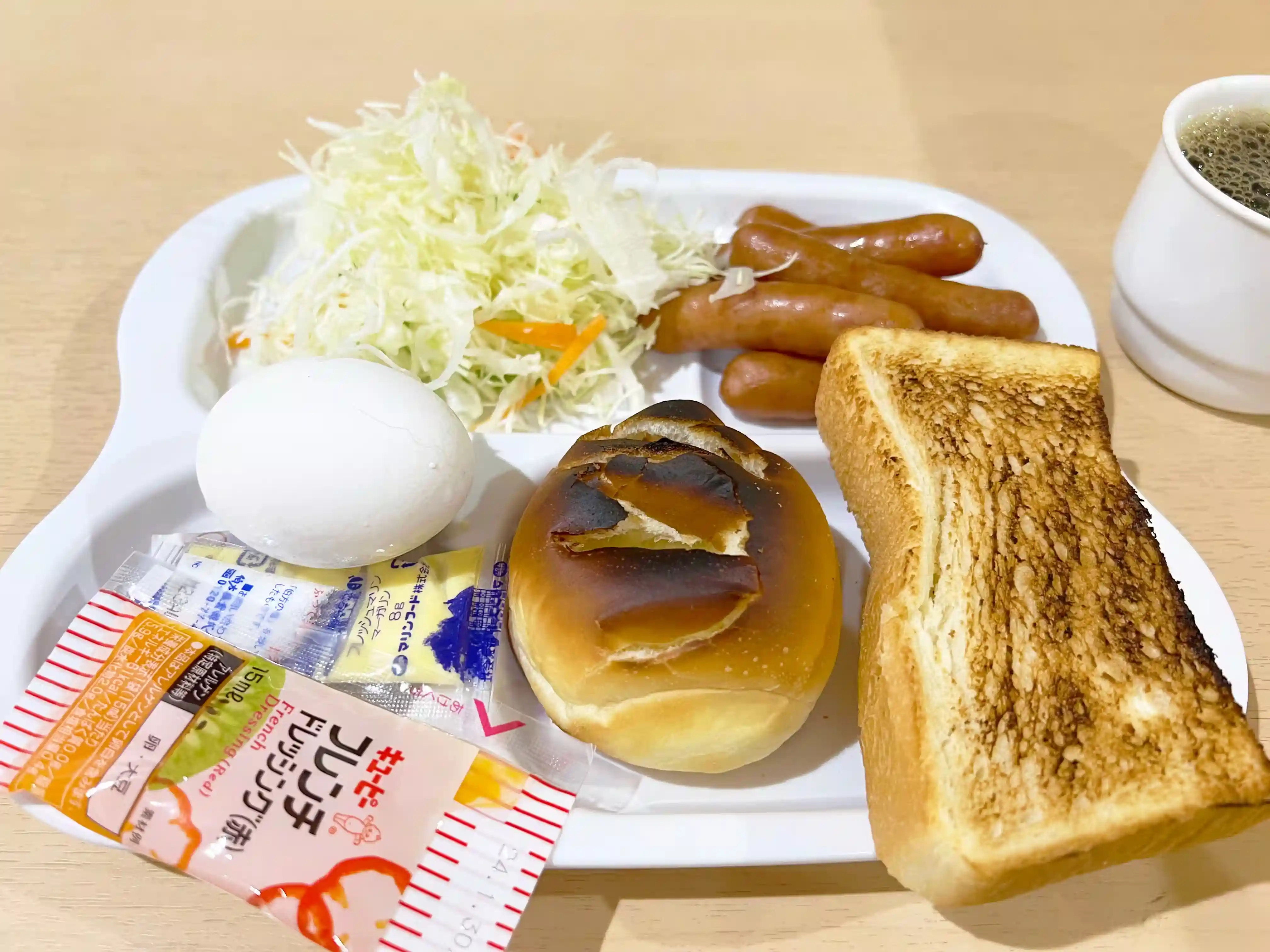Breakfast food at the observation restaurant on board the prestigious Taiyo Ferry Osaka 2