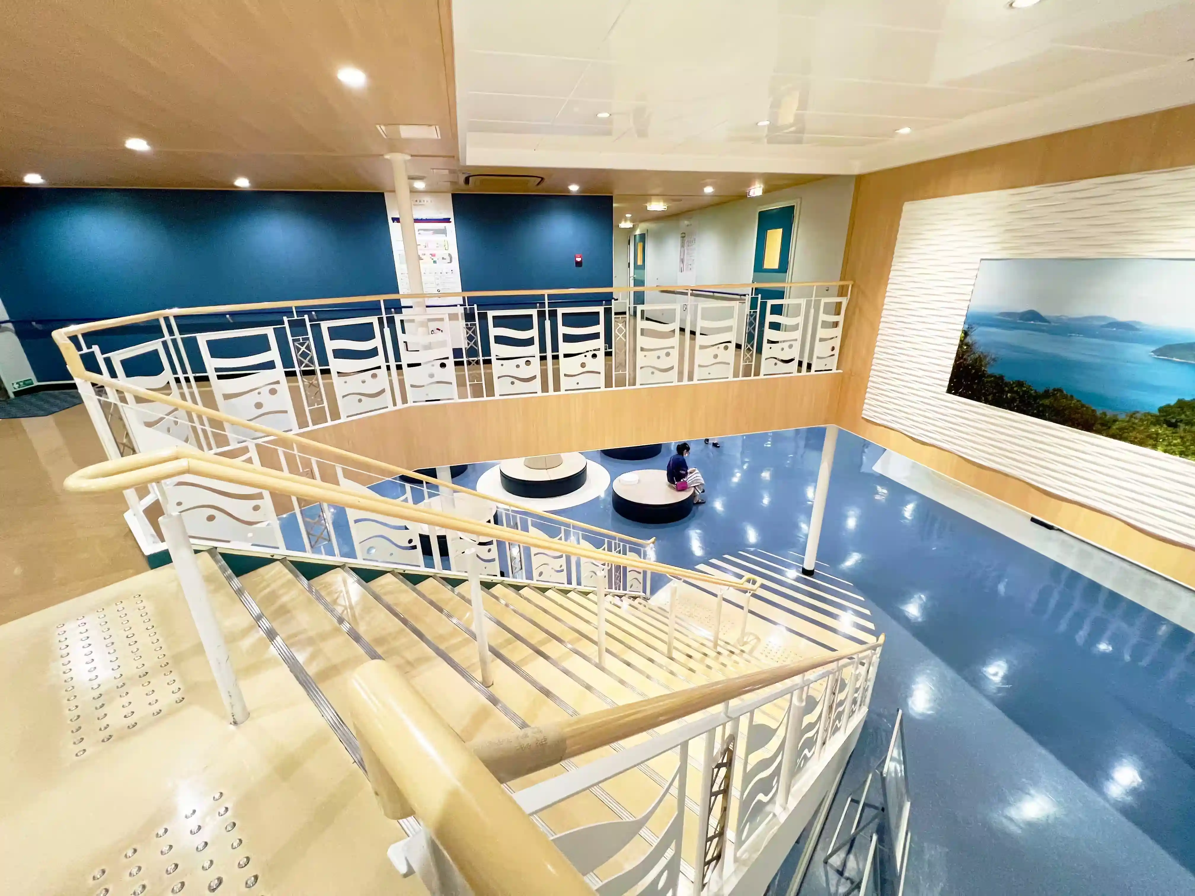 Interior of the Meimon Taiyo Ferry Osaka II with natural tones