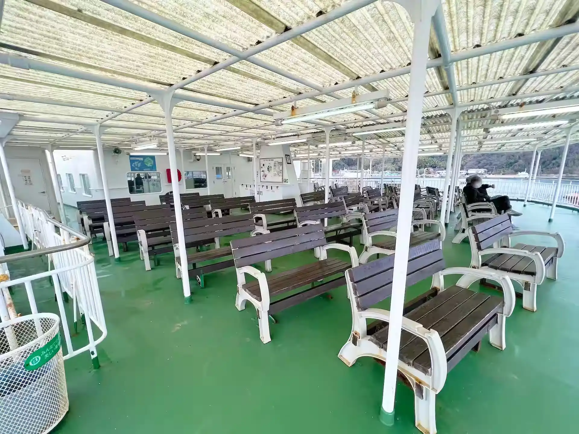 Deck deck chair seats on board Oki Kisen Ferry Kuniga